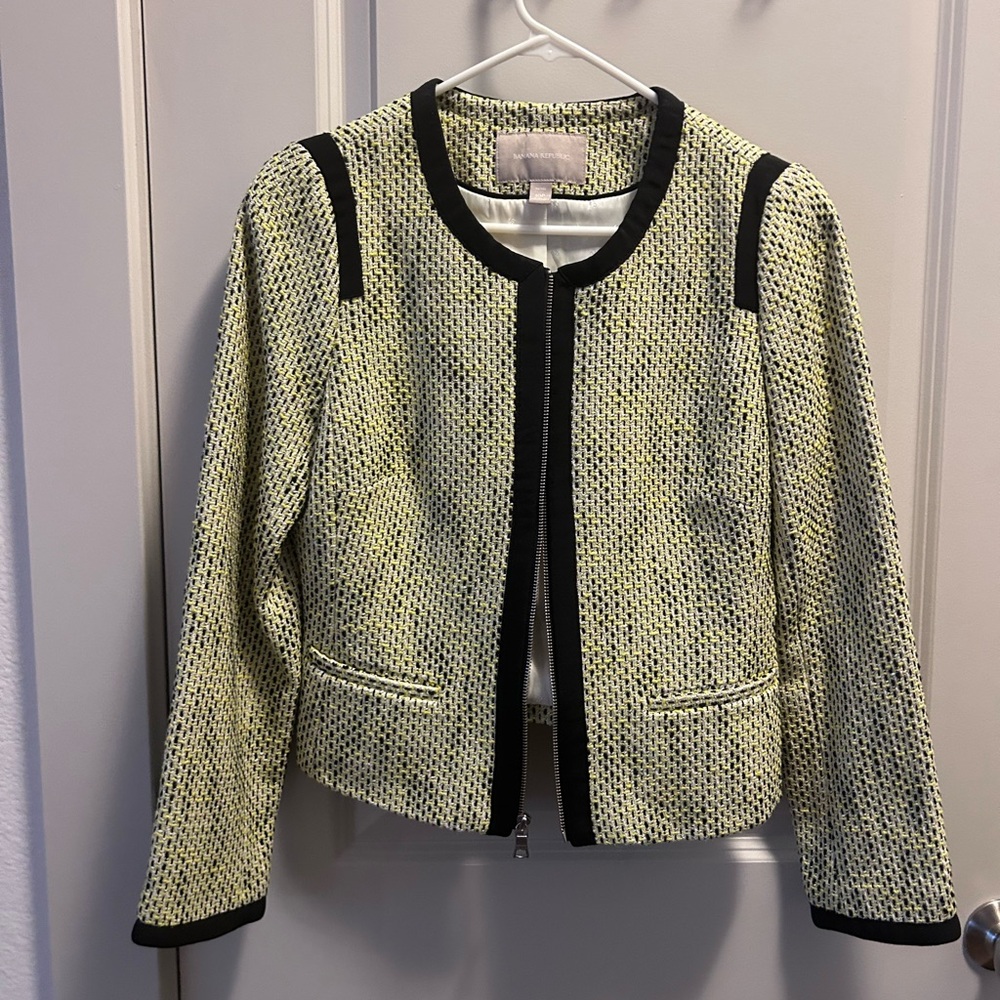 Banana Republic Black and Yellow Tweed Blazer